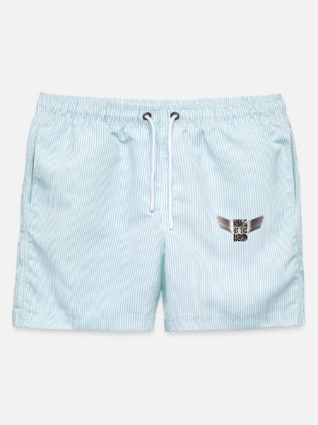 King Of The Road - Black Steel Wings - Männer Badeshorts - hellblau gestreift
