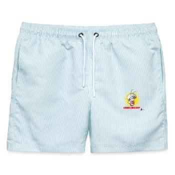 champgarnele - Männer Badeshorts - hellblau gestreift - Vorne - AI Model Male 178 light (178cm)