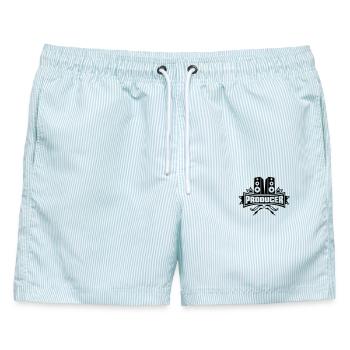 Musikproduzent - Musik Produzent - Beat Producer - Männer Badeshorts - hellblau gestreift - Vorne - AI Model Male 178 light (178cm)