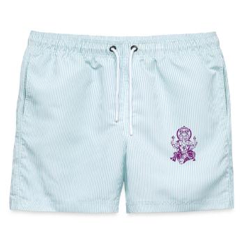 Ganesha Glücksgott - Männer Badeshorts - hellblau gestreift - Vorne - AI Model Male 178 light (178cm)