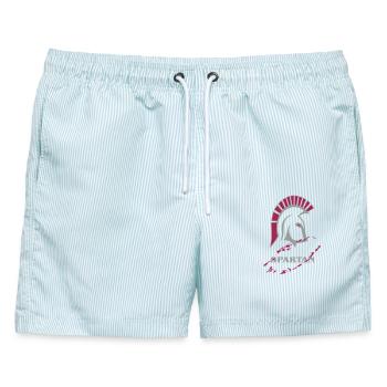 Spartan & Blut - Männer Badeshorts - hellblau gestreift - Vorne - AI Model Male 178 light (178cm)