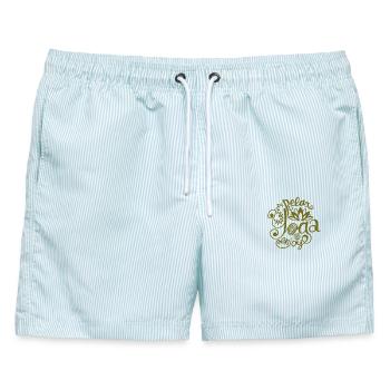Yoga Relax Tshirt und Freude bei den Yogaübungen - Männer Badeshorts - hellblau gestreift - Vorne - AI Model Male 178 light (178cm)