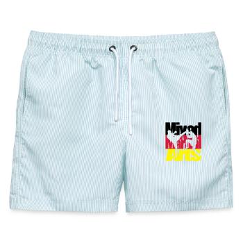 Mixed Martial Arts Deutsch - Männer Badeshorts - hellblau gestreift - Vorne - AI Model Male 178 light (178cm)