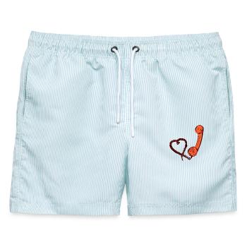 Retro Telefonhörer mit Herz - Männer Badeshorts - hellblau gestreift - Vorne - AI Model Male 178 light (178cm)