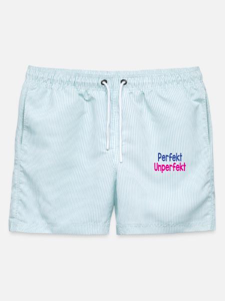 Perfekt - Unperfekt - Männer Badeshorts - hellblau gestreift
