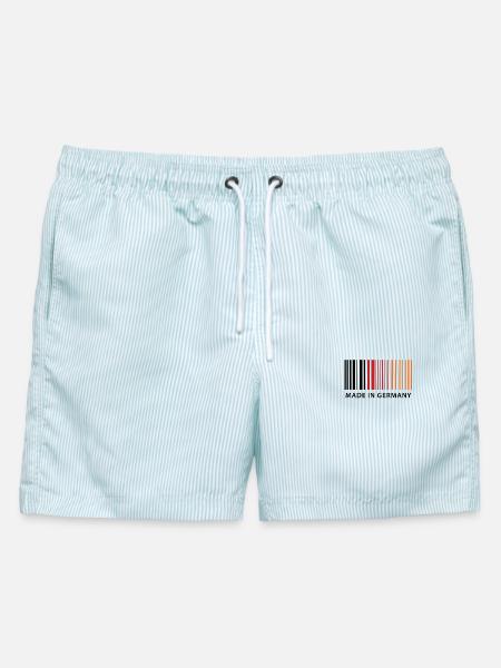 Barcode Made in Germany – Schwarz Rot Gold - Männer Badeshorts - hellblau gestreift