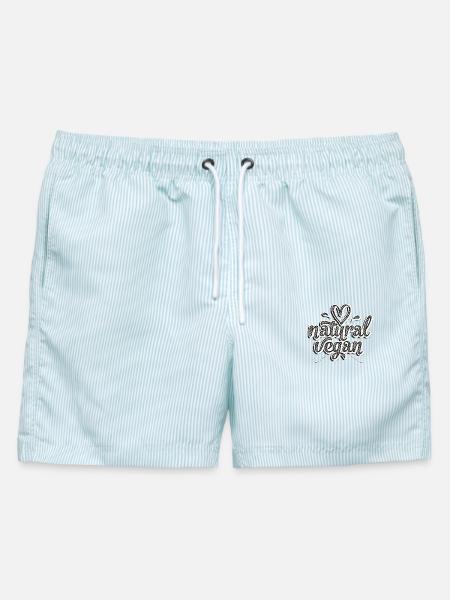 Natural Vegan für Veganer - Männer Badeshorts - hellblau gestreift
