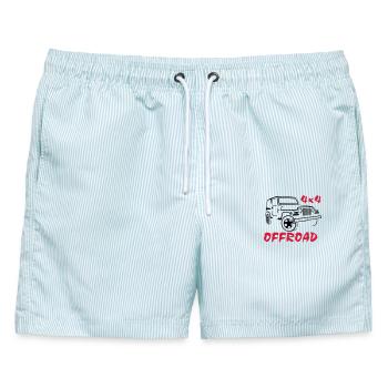 4x4 Offroad Jeep T-Shirt - Männer Badeshorts - hellblau gestreift - Vorne - AI Model Male 178 light (178cm)
