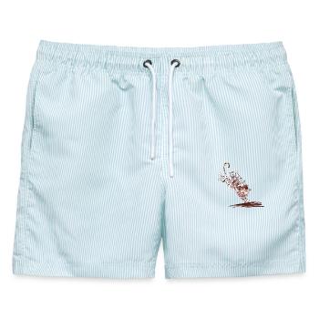 Katzenkarawane mit Pop Band - Männer Badeshorts - hellblau gestreift - Vorne - AI Model Male 178 light (178cm)