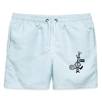 Glücksbringer - Männer Badeshorts - hellblau gestreift - Vorne - AI Model Male 178 light (178cm)