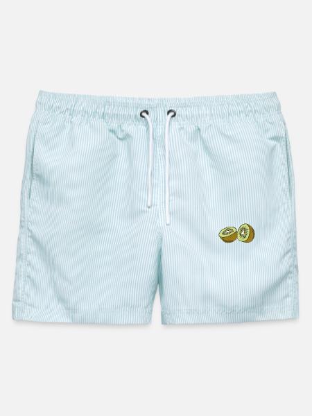 Kiwi Sommer Frucht Lecker Spaß Geschenk - Männer Badeshorts - hellblau gestreift