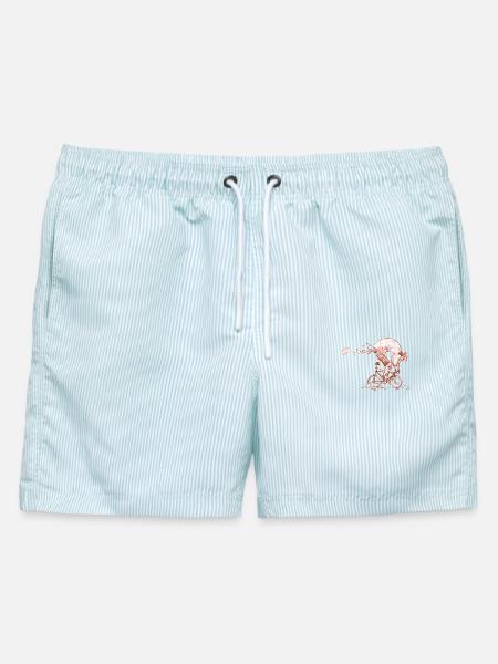 Rennrad - Männer Badeshorts - hellblau gestreift