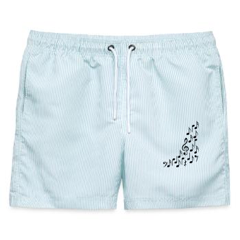 Notenschluessel und Noten - Männer Badeshorts - hellblau gestreift - Vorne - AI Model Male 178 light (178cm)