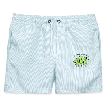 Cool as a cucumber - Männer Badeshorts - hellblau gestreift - Vorne - AI Model Male 178 light (178cm)