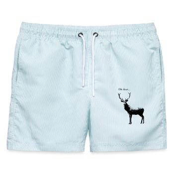 Oh je... - Männer Badeshorts - hellblau gestreift - Vorne - AI Model Male 178 light (178cm)