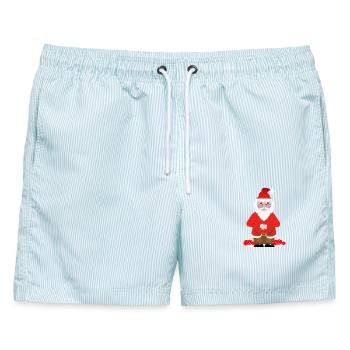 Weihnachtsmann - Männer Badeshorts - hellblau gestreift - Vorne - AI Model Male 178 light (178cm)