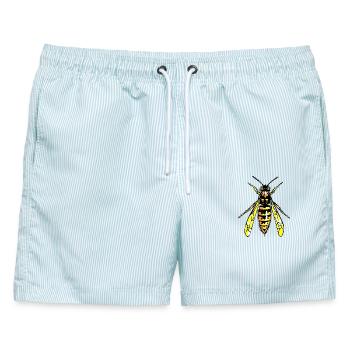 Wespe - Männer Badeshorts - hellblau gestreift - Vorne - AI Model Male 178 light (178cm)