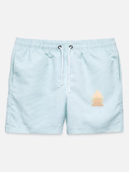 Geometrischer Neonbaum Peach - Männer Badeshorts - hellblau gestreift