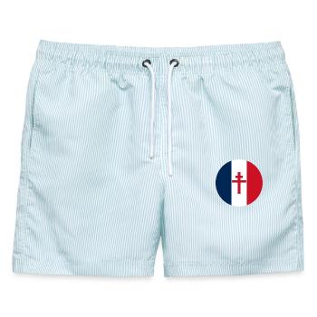 frei frankreich blason frankreich croix de Lorraine - Männer Badeshorts - hellblau gestreift - Vorne - AI Model Male 178 light (178cm)