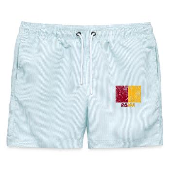 Stadtfahne Rom Stadtfahne Rom Fahne Rom - Männer Badeshorts - hellblau gestreift - Vorne - AI Model Male 178 light (178cm)
