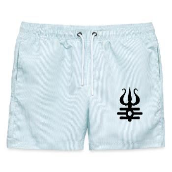 Trishula Trishul Symbol Hinduismus Buddhismus Shiva - Männer Badeshorts - hellblau gestreift - Vorne - AI Model Male 178 light (178cm)