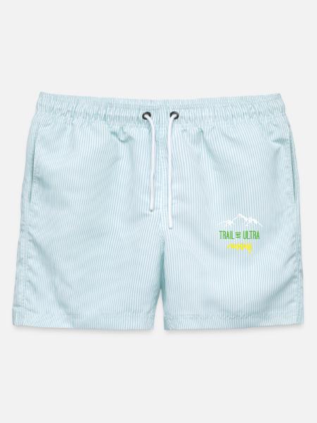 Trail Running und Ultra Running - Männer Badeshorts - hellblau gestreift