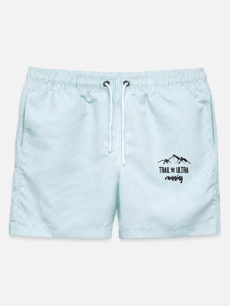 Trail Running und Ultra Running - Männer Badeshorts - hellblau gestreift