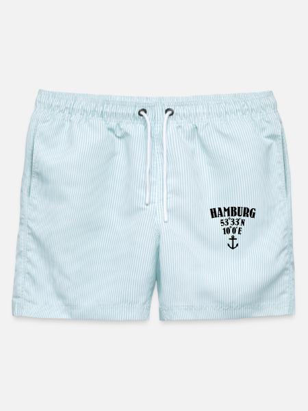 Hamburg Koordinaten - Männer Badeshorts - hellblau gestreift