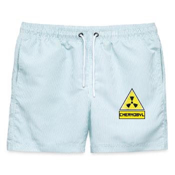 Tschernobyl radioaktiv - Männer Badeshorts - hellblau gestreift - Vorne - AI Model Male 178 light (178cm)