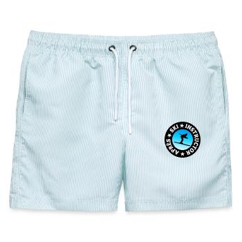 Après-Ski Instructor Skifahrer Skilehrer - Männer Badeshorts - hellblau gestreift - Vorne - AI Model Male 178 light (178cm)