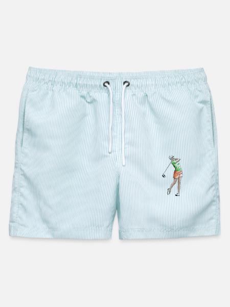 Golfspielerin - Männer Badeshorts - hellblau gestreift