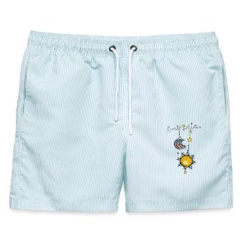 Sankt Martin Laternen - Männer Badeshorts - hellblau gestreift - Vorne - AI Model Male 178 light (178cm)