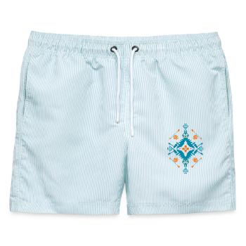einheimische Mandalas - Männer Badeshorts - hellblau gestreift - Vorne - AI Model Male 178 light (178cm)