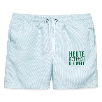Vegan Vegetarier Sprüche Veganer Lustiger Spruch - Männer Badeshorts - hellblau gestreift - Vorne - AI Model Male 178 light (178cm)