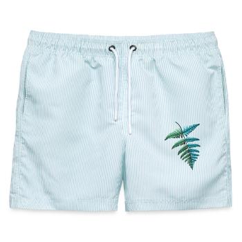 Farn Farnblatt - Männer Badeshorts - hellblau gestreift - Vorne - AI Model Male 178 light (178cm)
