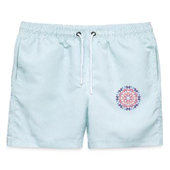 Mandala - Männer Badeshorts - hellblau gestreift - Vorne - AI Model Male 178 light (178cm)