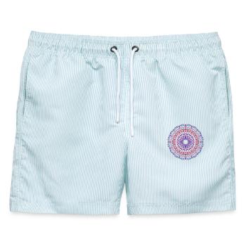 Mandala - Männer Badeshorts - hellblau gestreift - Vorne - AI Model Male 178 light (178cm)