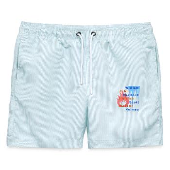 Feuer und Eis - Männer Badeshorts - hellblau gestreift - Vorne - AI Model Male 178 light (178cm)