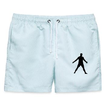 Cristiano Pose - Männer Badeshorts - hellblau gestreift - Vorne - AI Model Male 178 light (178cm)