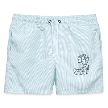 Cobra Vector - Männer Badeshorts - hellblau gestreift - Vorne - AI Model Male 178 light (178cm)