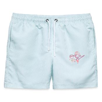 Marmelade und Früchte, jam - Männer Badeshorts - hellblau gestreift - Vorne - AI Model Male 178 light (178cm)