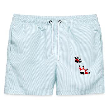 Skydive Dudes 1 - Männer Badeshorts - hellblau gestreift - Vorne - AI Model Male 178 light (178cm)