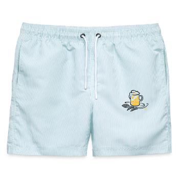 Bier Bierkrug Hopfen Weizen - Männer Badeshorts - hellblau gestreift - Vorne - AI Model Male 178 light (178cm)