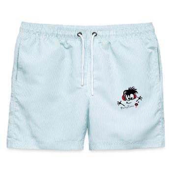 DJ, Disco, Party - Männer Badeshorts - hellblau gestreift - Vorne - AI Model Male 178 light (178cm)
