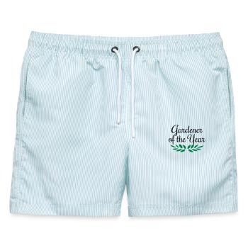 Gardener of the Year, Garten, Gärtner, Gärtnerin - Männer Badeshorts - hellblau gestreift - Vorne - AI Model Male 178 light (178cm)