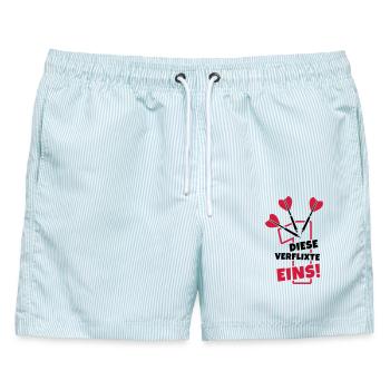 dart humor dartpfeile - Männer Badeshorts - hellblau gestreift - Vorne - AI Model Male 178 light (178cm)
