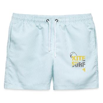KITE SURF 2 - Männer Badeshorts - hellblau gestreift - Vorne - AI Model Male 178 light (178cm)