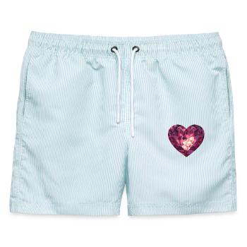Herz Edelstein Valentinstag Muttertag - Männer Badeshorts - hellblau gestreift - Vorne - AI Model Male 178 light (178cm)