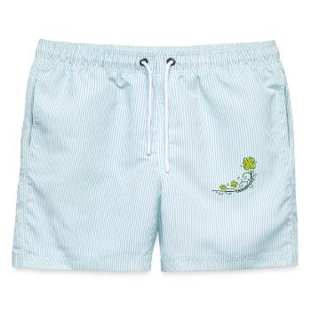 Kleeblatt Klee Silvester St Patricks Day - Männer Badeshorts - hellblau gestreift - Vorne - AI Model Male 178 light (178cm)