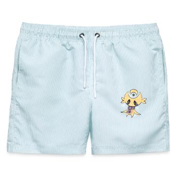 Moonpie, der freundliche Mondmann - Männer Badeshorts - hellblau gestreift - Vorne - AI Model Male 178 light (178cm)